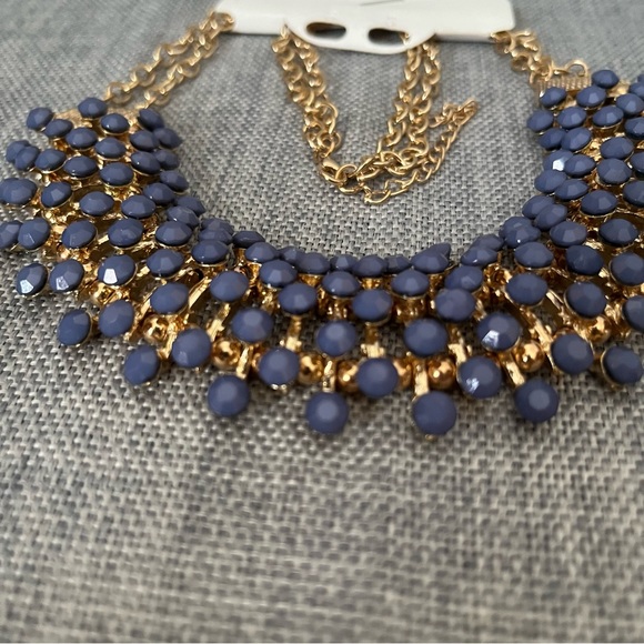 Egyptian Revival Bib Collar Necklace Opaque Bluish/Purple Stone Pin Cushion - Picture 8 of 16